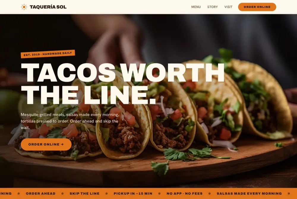 Taquería Sol website