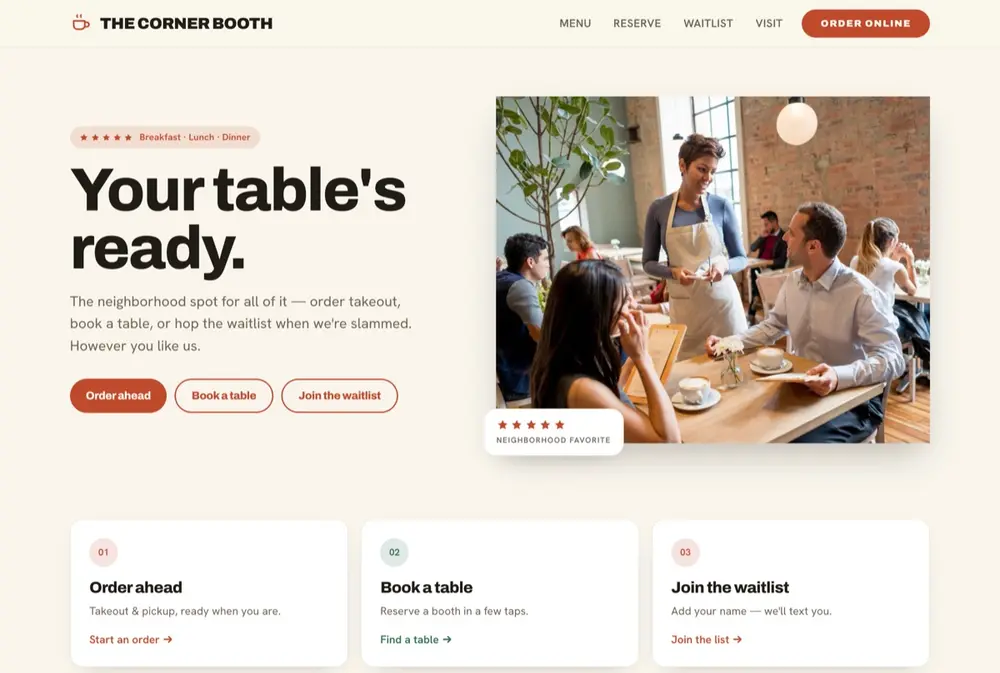 The Corner Booth website
